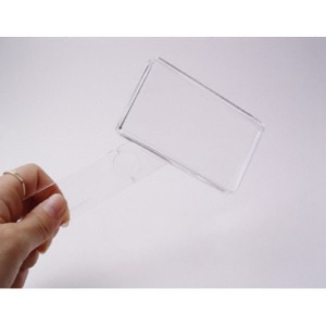 투명 손잡이형 돋보기 확대경 사각렌즈 (2X 90*50mm)